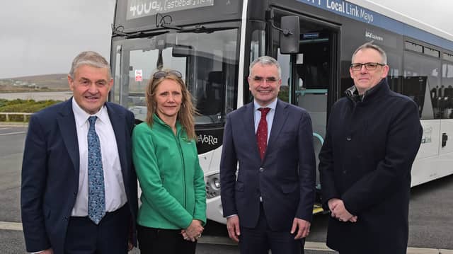 Pictured are Michael Holmes (Director), Trish Heaney (Financial Controller) Minister Dara Calleary and John Doyle (Contracts Administrator). Pic: Conor Mc Keown.
