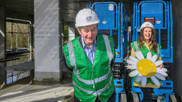 Pictured is Enda Kenny during his visit at the construction of Daisy Lodge, Cong.