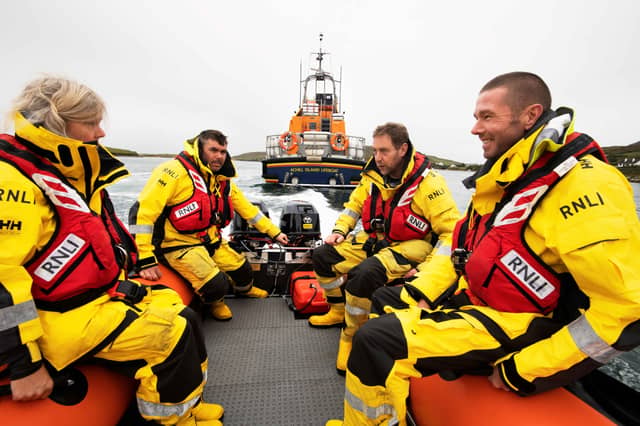 Crew members of Achill Island lifeboat, from left: Karen Arnold, Michael Cattigan, Dave Curtis and Andrew Arnold