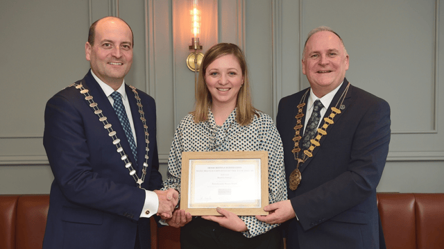 (L-R): Michael Magner, Irish Hotels Federation (IHF) National President; Beatrix Szoregi (Knockranny House Hotel & Spa), IHF Mayo Employee of the Year and Declan Heneghan, IHF Mayo Branch Chair. Photo