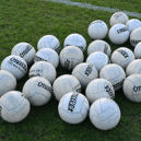 O'Neills footballs await the Dublin team's warm up before Mayo's National Football League Division 1 match at DCU St Clare's in Dublin (Pic: Ray McManus/Sportsfile)