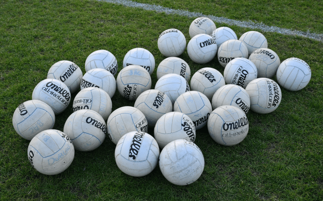 O'Neills footballs await the Dublin team's warm up before Mayo's National Football League Division 1 match at DCU St Clare's in Dublin (Pic: Ray McManus/Sportsfile)