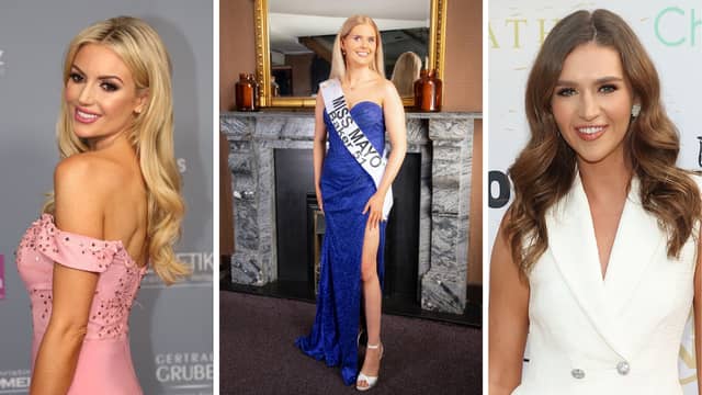 Chloe Moyles(centre, will be hoping to follow in the footsteps of Rosanna Davison(left), and Lauren McDonagh(right) as 2025's 'Miss Mayo' aims to be crowned as this year's 'Miss Ireland' winner