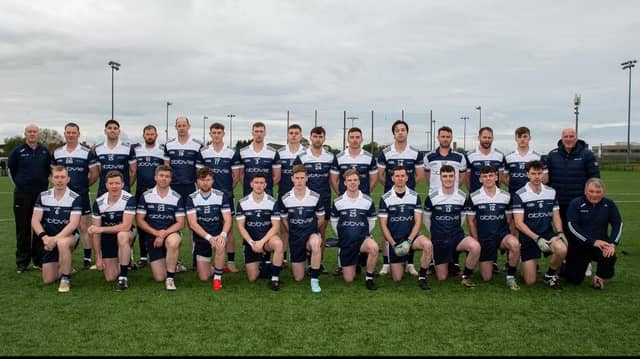 The AbbVie team that won the All-Ireland Interfirms title with ten Mayo players and former Burrishoole footballer Neil Chambers (front row, extreme right) as selector