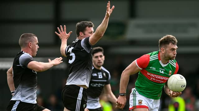 Aidan O'Shea of Mayo will be looking to break free of Sligo' shackles again on Sunday. Pic: Sportsfile