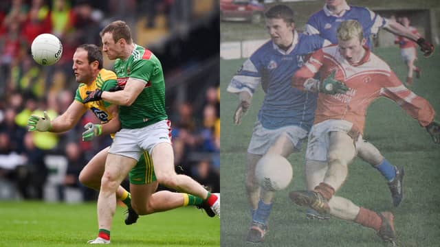 Colm Boyle in action for Mayo(Pic: Sportsfile), and St Colman's, Claremorris(Pic: Tommy Elbrand)