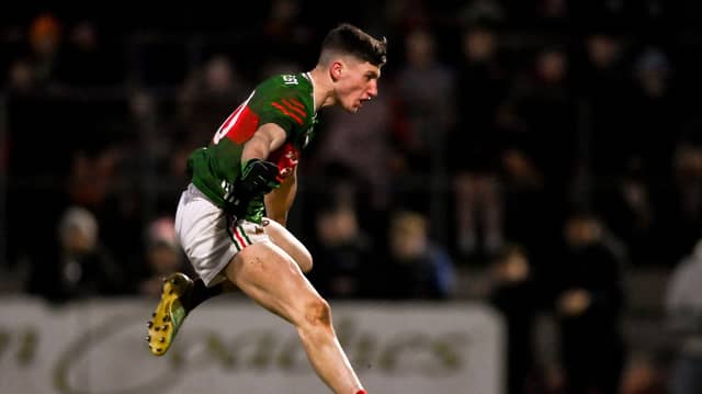 Davitt Neary blasts home a superb goal for Mayo in Armagh.