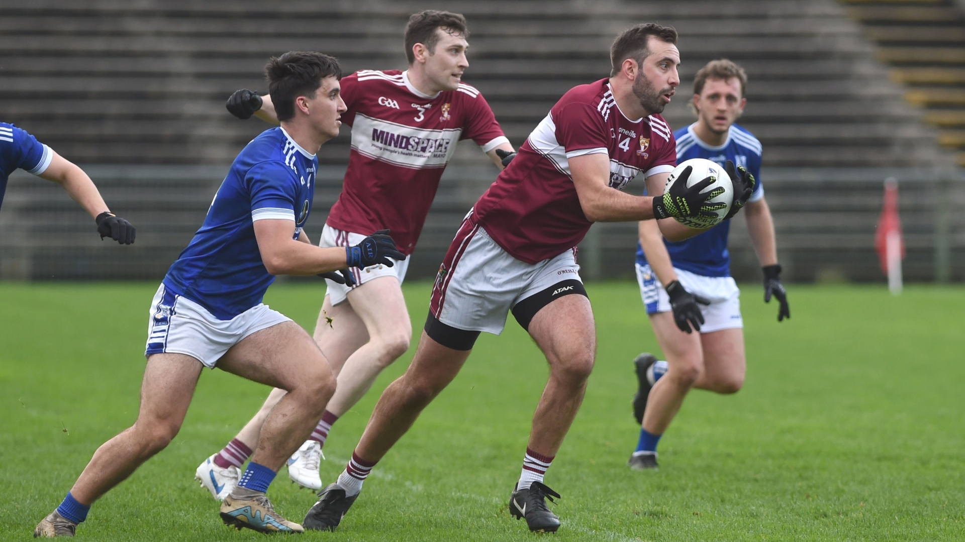 Crossmolina's Patrick Leddy in possession against St Michael's during the 2024 Connacht GAA Intermediate Club Championship semi-final (Pic: Conor McKeown)