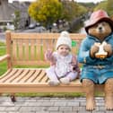 1-year-old Cadhla Sammon from Newport pictured with Paddington Bear at The Fairgreen on Westport (Pic: The Mayo News)