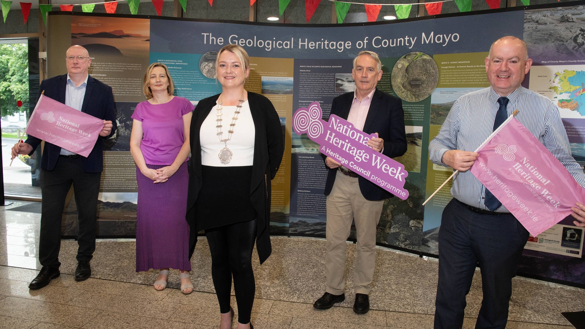 Pictured at the launch of Heritage Week 2024 are Simon Wall, Deirdre Cunningham, Donna Sheridan, Austin Vaughan and Tom Gilligan (Photo: Alison Laredo)