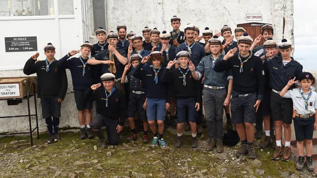 French scouts from Brittany made their way to Croagh Patrick on Reek Sunday. Pic: Conor McKeown