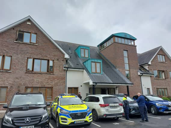 Gardaí at the scene of the incident in Naas this morning