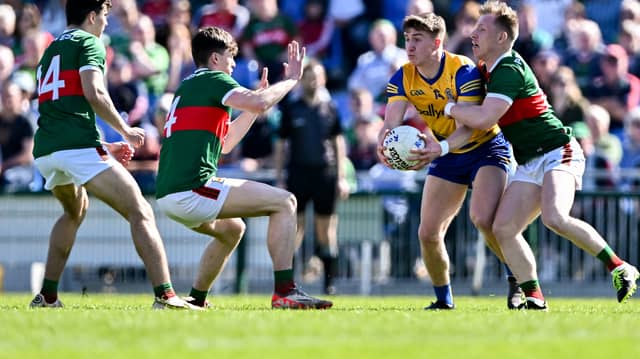 Daire Cregg on the attack during Roscommon's last championship clash with Mayo. Pic: Sportsfile