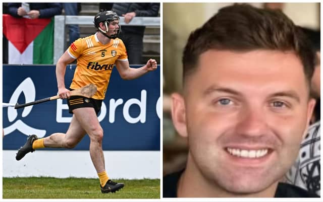 Gearard Walsh on the left after he scored the winning point (Pic Sportsfile) and the late Ryan Straney