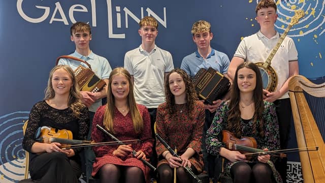 L-R: Áine Fitzgerald, Molly Pittendrigh, Niamh Doherty, Saoirse Moran, Diarmuid Swift, Evan Dillion, Cillian Gallagher and Mark Bolger