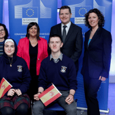 Students from Ballyhaunis Community School, Co. Mayo represented Spain at the Model Council of the European Union debate for secondary schools which took place in Dublin Castle | PICTURE: Maxwells