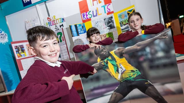 Pupils from Ardagh NS, whose project investigated the science behind the question ‘Why do Jamaicans excel at sprinting?'