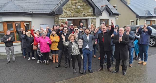The Lahardane community at the reopening of the Nephin Medical Centre in 2024. Pic: Conor McKeown