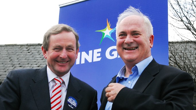 John Bruton pictured with former Taoiseach Enda Kenny in Castlebar (Pic: Conor McKeown)