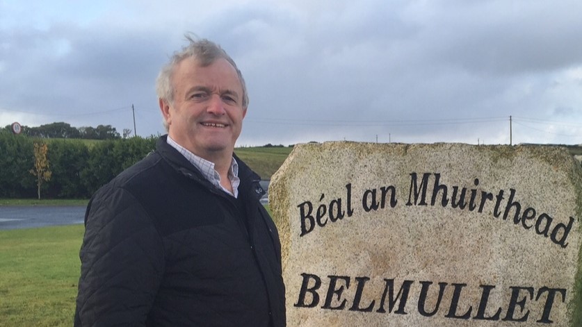 Erris-based county councillor Gerry Coyle pictured outside Belmullet