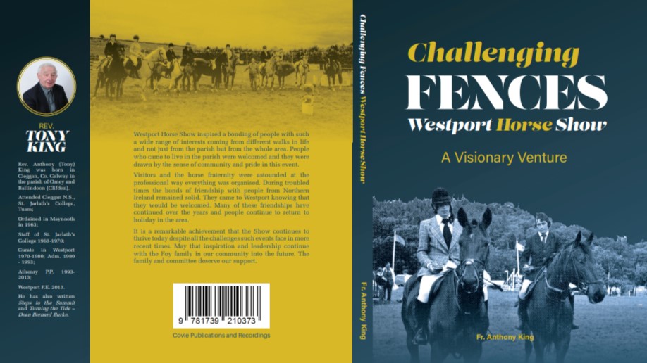 The cover of Fr Tony King's new book 'Challenging Fences - Westport Horse Show'