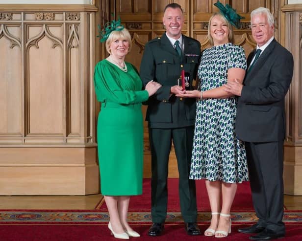 Nigel Flanagan with his wife Carly along with his mother Maureen and father Sean in Windsor Castle