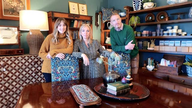 Pictured in The Gaiety Antiques in Islandeady are Stephanie Large (left), with co-owners Clodagh O’Connor and Sean McCaughey. Pic: Gearóid Lynch