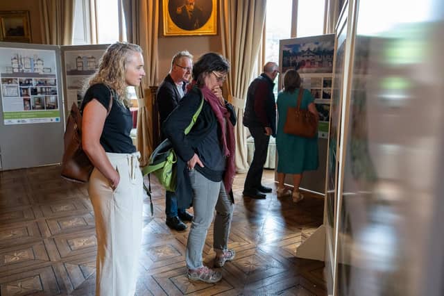 Members of public perusing the information on show at Westport House.
