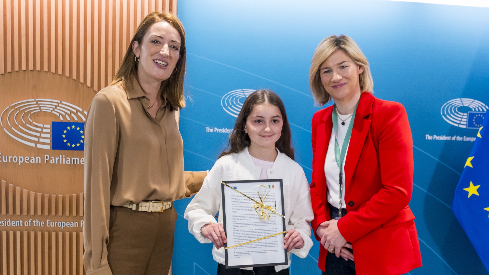 Young Mayo student wins Brussels trip and meets European Parliament President