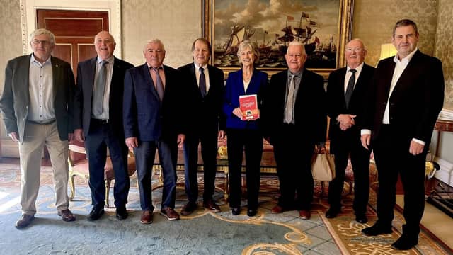 Members of the Louisburgh Men's Shed recently visited Áras An Uachtaráin where they met President, Catherine Connolly.