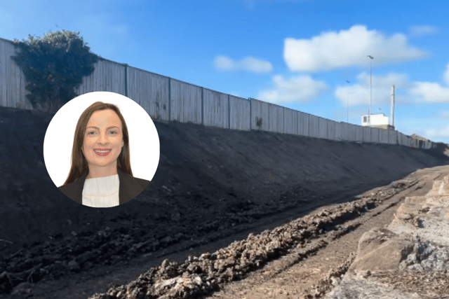 Marie-Thérèse Duffy has welcomed progress on improvement works at a steep embankment beside Ballina train station.