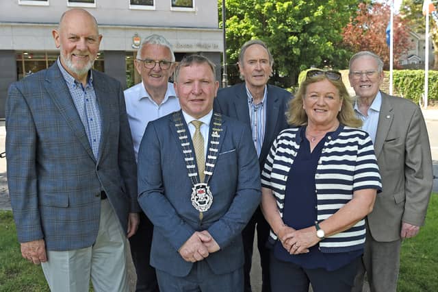 Left to Right: Joe O Neill, Martin Sheridan Committee; Martin Carney, Scheme Adjudicator; Cathaoirleach of Mayo County Council Cllr Sean Carey; Terry Reilly, John Mc Donnell Committee; Ann Mulroy, Martin Sheridan Committee and Bernie Finan, John Mc Donnell Committee