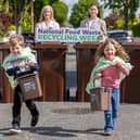 Brown bin heroes Ryan and Maya take centre stage with, from left: MyWaste brand ambassador Jo Linehan and Pauline McDonogh, Circular Economy Co-ordinator at MyWaste, as they launch National Food Waste Recycling Week 2026. The campaign highlights the importance of regular brown bin presentation and correct food waste segregation to support composting and contributing to Ireland’s circular economy.