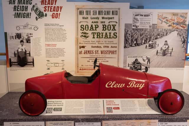 A brightly coloured red soapbox racer, on public display for the first time this summer, tells the story of an exciting chapter in Ireland's sporting and social history