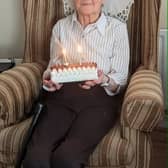 Catherine with her 103rd birthday cake.