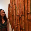 Australian-born, Mayo-based artist Christine Prescott beside her work, 'Find Something to Love'