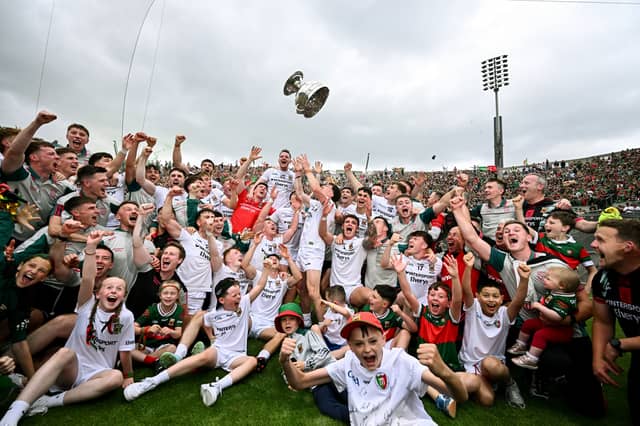 The Mayo team celebrate their historic win