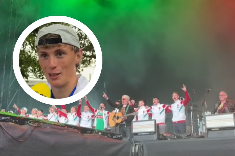 Photo: mayonews.ie Mayo Footballers Join Saw Doctors on Stage at Electric Picnic