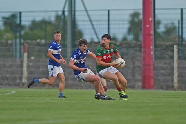 Kilmaine and Adam Barrett will be looking for a place in the quarter-final while Kiltimagh will be looking to avoid a relegation battle. Pic: Conor McKeown.