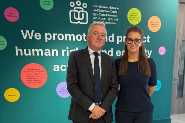 Liam Herrick, Chief Commissioner of the Irish Human Rights and Equality Commission, and former Garda and domestic abuse campaigner Margaret Loftus