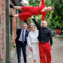Minister Patrick O'Donovan joins the Arts Council to announce more than €17 million worth of awards to more than 200 arts organisations and individuals across Ireland. Pictured at St Patrick’s Park in Dublin to announce the recipients of the Arts Council's 2026 Arts Grant Funding scheme are: Minister for Culture, Communications and Sport, Patrick O'Donovan, with Arts Council Chair Maura McGrath and aerial artists and Arts Grant Funding recipients Henrik Gard and Ali Stanger. This year, 220 arts organisations and individual artists have been awarded through the annual Arts Grant Funding Scheme, representing an investment of €17.2 million across the country on behalf of the State.
