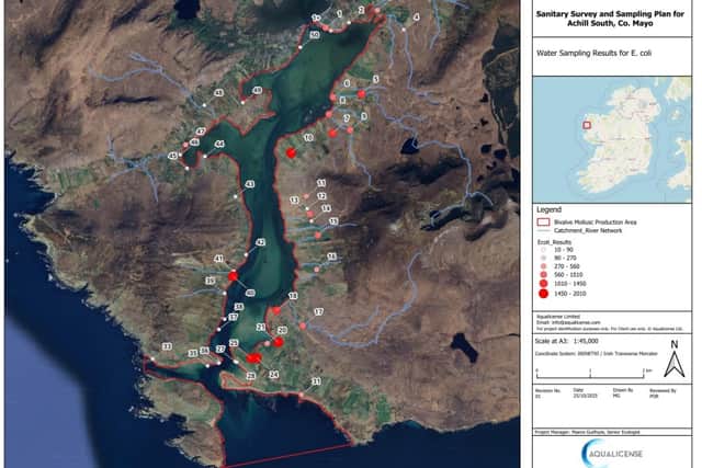 The location of sites where sampling took place at Achill South