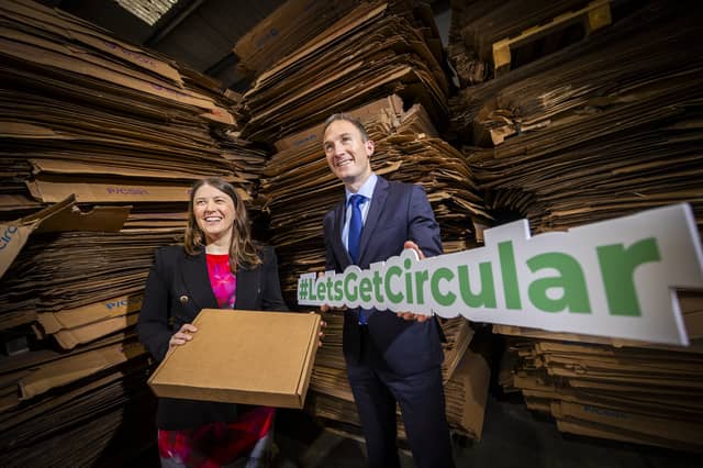 Dr Geraldine Brennan, IMR’s Director of Circular Economy Innovation and Minister of State at the Department of Climate, Energy and the Environment with special responsibility for the Circular Economy Alan Dillon, pictured at the launch of the €1.5 million Circular Economy Innovation Grant Scheme.