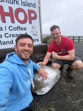 STONE LIFTERS Andy Downes (left) and Tiernan Canney pictured on Inishturk Island.