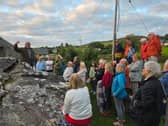 Michael Gibbons speaking at the Bohea Stone, near Westport
