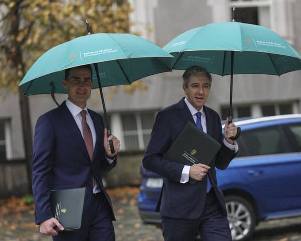 Public Expenditure Minister Jack Chambers and Finance Minister Simon Harris on Budget day