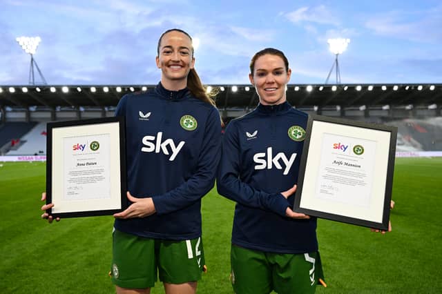 Aoife Mannion (right) has nominated Ballinrobe Town FC to receive funding from the Sky WNT Fund.