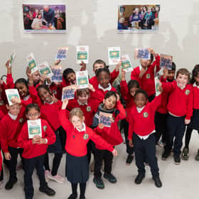 Castlebar Primary School students at the launch of Roola Boola Children's Arts Festival at the Linenhall Arts Centre, Castlebar.
