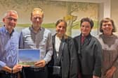 Pictured from left are Mayor Alexander Schulz, Cathal Mc Carthy (Sculptor), Katia Dittgen (Germany), Maria Carey (Davitt College), Ann Moore (Mayo Co Council)