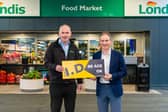 Minister for Retail and Local Mayo T.D., Alan Dillon, joins Alan Mulroy of Mulroy's Londis in Castlebar for the launch of the Show Me ID Autumn Campaign